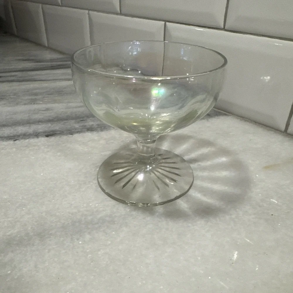 Vintage Coupe Cocktail Cut/Etched Glass‎ Stemware, Champagne Short stem (6)
